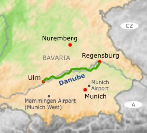 Cycle route from Ulm to Regensburg