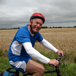 Colm cycling the Elbe in Germany